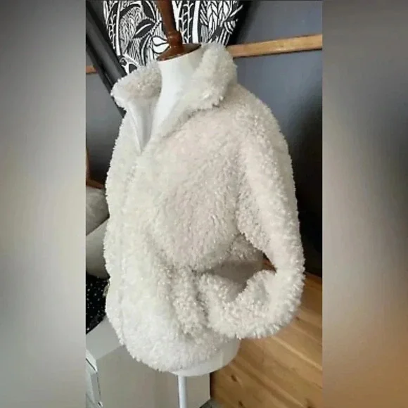 LONG SLEEVE TEDDY BEAR ZIP UP JACKET Size Large women’s sweater jacket - Picture 6 of 14